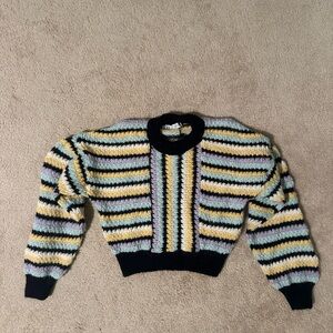 Zara Black, Yellow, and Cream Striped Sweater